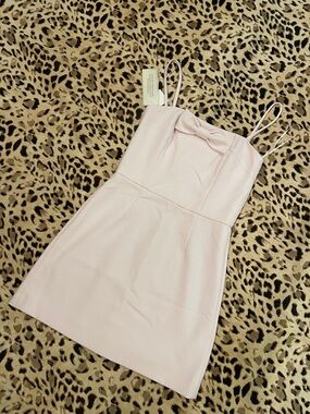 French Connection Pale Pink Spaghetti-Strap Mini Dress with Bow